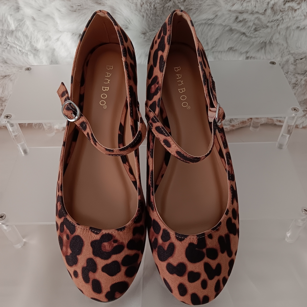 NIB 🐆 Bamboo LIVE IT UP Leopard Print Mary Jane Flats